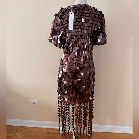 Jonathan Simkhai The Jillian Sequin Midi Dress in Chocolate Brown - Picture 8 of 13